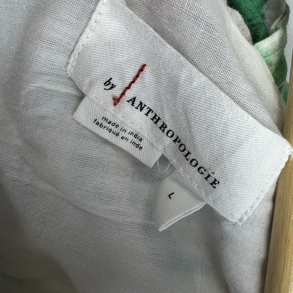 Anthropologie Floral Plunging V Long Sleeve Crop Top Size L Large Tie Back - Picture 9 of 14